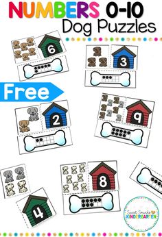 the numbers 0 - 10 dog puzzles are great for practicing counting