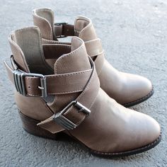 cute double buckled cut out ankle boot with stacked heels (more colors) - shophearts - 5 Cut Out Ankle Boots, Straps Heels, Black Ankle Strap Heels, Stitch Fix Outfits, Stylish Boots, Shoe Fits, How To Measure, Casual Work, Shoe Obsession