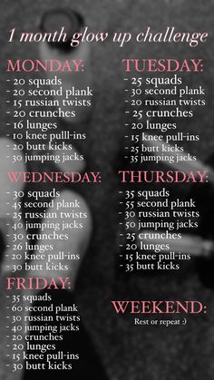 Sport challenge Workout Glow Up Challenge, 1 Month Summer Body Challenge, Glow Up Tips In A Month, How To Get Slim In One Month, Exercise Glow Up, Exercise For Glow Up, 1 Month Flat Stomach Workout, 1 Month Glow Up Challenge Workout