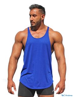 OrcaJump - Mens Sleeveless Tee Shirt Vest Solid Color Crew Neck in Blue, Yellow, Red, Gray, and White - Casual Holiday App Gym Singlets, Stringer Tank Top, Fitness Shirt, Gym Clothing, Gym Tank Tops, Gym Tops, Sleeveless Tee, Vest Shirt, Mens Vest