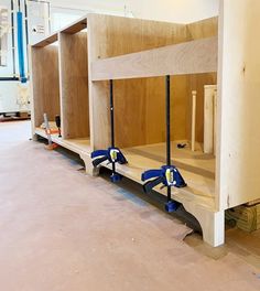 the bunks are being built in to the floor for the children's play area