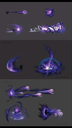 some different types of blue and purple shapes