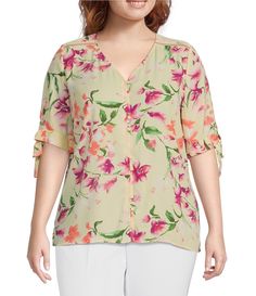 From Investments Plus, this top features:V-neckline3/4 sleeves with tiesfaux buttonsPullover constructionPolyesterMachine wash/tumble dry Imported. Tie Sleeve, Dillard's, Sleeve Top, Plus Size, V Neck, Quick Saves, Clothes