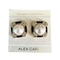 80s Vintage Alex Carol Faux Pearl Glamorous Statement Earrings Clip On Designer Collection. Really Stunning! Faux Pearls With Gold Tone Metal. Rhinestones. Black Enamel. Formal, Wedding, 80s Party, 80s Glam, Evening, Cocktail. Clip- On. New With Tags. Deadstock. Nos. Swirly Earrings, 80s Glam, Freshwater Pearl Drop Earrings, Cameo Earrings, 80s Party, Artisan Earrings, Earrings Clip, Beaded Drop Earrings, Evening Cocktail