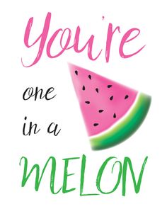 a watermelon slice with the words you're one in a melon