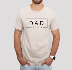 Personalized Dad Est Shirt, Gift For New Dad, Dad Hospital Shirts, First Father's Day Tee, Custom Dad Sweatshirt, Cute Best Dad Tees 👉 Product Details:The T-Shirts, V-Necks, youth and baby suits(onesie) are unisex.👈 👉Reading the Sizing Chart: Please note that the sizing chart includes the measurements of one side of the shirt, not the circumference. 👈 👉Please review all the sizing charts that were added in the product pictures. 👚 Women: Shirts will have a looser fit when choosing your regu Dad Cricut Shirts, Baby Boy Shirt Design, Dad T Shirts, Pictures Women, Best Father, First Fathers Day Gifts, Shower Themes, Tshirt Ideas, Sweatshirt Cute