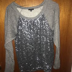 New Without Tags. May Be Wrinkled From Storage. Size Xs Open To Offers No Trades Casual Winter Tops With Sequins, Casual Sequin Tops For Fall, Casual Long Sleeve Sequin Tops, Sparkle Sweater, Sequin Sweater, Forever 21 Sweater, Silver Sequin, Sweater Sleeves, Lane Bryant