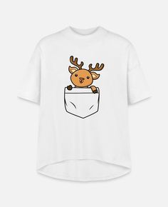 'Cute Deer In Pocket T-Shirts | Unique Deer T Shirt' Women's Hi-Lo Tee | Spreadshirt Pocket Tshirt, Pet Gifts, Sloth, Koala, Cute Cat, Animal Lover, Deer, Womens Shirts, Tshirt Designs