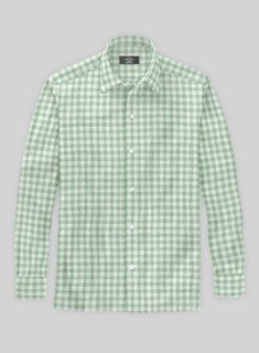 Enjoy a glorious range of summer sartorial staples with our Light Green Checks Linen Shirt. Stay cool on the warmest days with this lightweight linen checked shirt that's perfect for transitioning from the office to happy hour and everywhere in between. 
 
This shirt will help you maintain a sharp appearance while feeling laid-back, no matter where you're headed. 
 
 Made according to your measurements for the special you. 
 
 Pamper yourself, get this shirt made exclusively for you now! Classic Plaid Linen Shirt, Summer Plaid Shirt For Casual Gatherings, Spring Plaid Linen Shirt, Plaid Shirt For Business Casual In Spring, Classic Plaid Shirt For Summer, Spring Gingham Shirt With Spread Collar, Check Shirt, Stay Cool, Linen Shirt