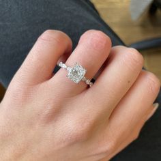 Moissanite bridal jewelry set Elongated Cushion Engagement Ring Silver, Elongated Cushion Engagement Ring Halo, Elongated Cushion Pave, Elongated Cushion Engagement Ring, Cushion Diamond Ring, Elongated Cushion Cut, Ring Inspiration, Ring Inspo, Cushion Engagement Ring