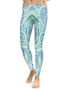 The Gearbunch Blue and Green Paisley Leggings is a calming and peaceful mix of soft blue, green and white, with a touch of pink and purple are perfect for summer workouts. Our designer has created yet another high quality and unique Gearbunch Paisley legging, perfect for workouts, yoga, and everyday life. Be Bright, Be Happy, Be You with Gearbunch. Green Comfortable Yoga Activewear, Green Comfortable Activewear For Yoga, Comfortable Green Yoga Activewear, Comfortable Green Activewear For Yoga, Multicolor Casual Yoga Pants For Pilates, Casual Multicolor Yoga Pants For Pilates, Multicolor Full-length Casual Activewear, Multicolor Full Length Casual Activewear, Casual Multicolor Leggings For Pilates