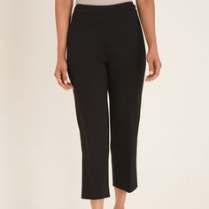 New With Tag Size 1= Us Size 8 Size 2=Us Size 12 Business Casual Cropped Pants With Elastic Waistband, Classic Cropped Leg Bottoms For Office, Classic Cropped Leg Office Bottoms, Casual Cropped Leg Pants For Office, Casual Cropped Leg Office Pants, Casual Cropped Pants For Office, Fitted Cropped Leg Pants With Elastic Waistband, Fitted Cropped Pants With Elastic Waistband, Fitted Pants With Elastic Waistband And Cropped Leg