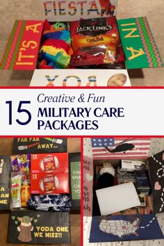 Send your loved one a care package they'll love! Our list of 15 creative and fun military care packages will help you make a creative care package that they'll appreciate Christmas Themed Care Packages, Care Packages For Military, What To Put In A Care Package, Soldier Care Package Ideas, Military Care Package Ideas Army, Army Care Package Ideas, Navy Deployment Care Packages