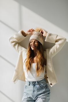 Everything a beanie should be. Aspen is cozy, cute, and comfortable. Our first printed beanie has a relaxed fit and a tall crown topped with a pom pom. The fair isle inspired print represents the quintessential aprés ski beanie. Casual Winter Beanie With Pom Poms, Casual Winter Hats With Pom Poms, Cold Weather Beanie With Pom Poms, Beige Soft Knit Crochet Hat For Fall, Cream Soft Knit Crochet Hat For Winter, Cream Crochet Winter Hat With Soft Knit, Winter Cream Crochet Hat With Soft Knit, Winter Knit Crochet Hat, Cozy Cream Beanie For Fall