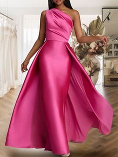 Plain Elegant V Neck Regular Fit Split Dress Wedding | stylewe Red Green Dress, Luxurious Dresses, Evening Dresses Online, Pink Wedding Dresses, Dresses Formal Elegant, Cheap Evening Dresses, Dress Wedding Guest, Party Kleidung, Evening Gowns Elegant