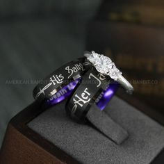 two wedding rings with the words faith and hope engraved on them sitting on top of each other