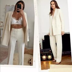 Zara 2396/628 White Pants Size M, I Think They Are More Cream Linen Material Than White. Nwt Elegant White Pants For Work, White Straight Pantsuit For Formal Occasions, White Tailored Elegant Bottoms, White Fitted Pantsuit, White Tailored Pantsuit With Straight Pants, White Pantsuit For Office With Trousers, White Fitted Trousers Pantsuit, Tailored Elegant White Bottoms, Tailored White Pantsuit With Straight Pants