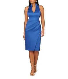 14, L Dresses For Women | Dillard's Fitted V-neck Midi Dress With Pleated Back, Sleeveless Satin V-neck Dress For Evening, Chic Fitted Pleated V-neck Dress, Chic Sleeveless V-neck Dress With Flattering Silhouette, Sleeveless Stretch Satin Midi Dress, V-neck Stretch Satin Midi Dress, Fitted V-neck Pleated Midi Dress, Pleated Midi Dress With Fitted Bodice And V-neck, Fitted Sleeveless Satin Cocktail Dress