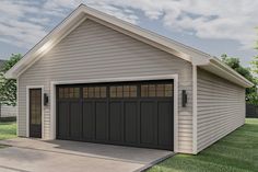 a two car garage is shown in this rendering