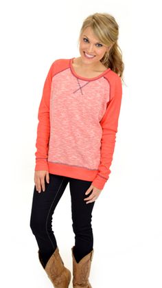 A sweatshirt that will not make you look like you're having a lazy day! $34 at shopbluedoor.com! Casual Sweatshirt With Contrast Color For Loungewear, Casual Fall Sweater With Contrast Trim, Casual Sweater With Contrast Trim For Fall, Casual Sweatshirt With Contrast Stitching For Fall, Casual Tops With Contrast Trim For Fall, Casual Sweatshirt With Contrast Stitching, Casual Long Sleeve Sweatshirt With Contrast Stitching, Sporty Fall Sweatshirt With Contrast Stitching, Sporty Sweatshirt With Contrast Stitching For Fall