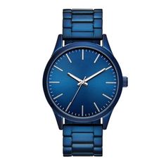 Brilliantly blue! Our George minimalist style is tone on tone with a striking blue case and bracelet with a matching tonal face. This is a truly modern take on the timepiece. The face is marked at all hours with slim index for a truly modern look while keeping the function easy of telling time. This is truly a George statement style. It's easy to wear and blue is always a good color choice. Size: 44MM Watch Case Diameter.  Gender: male.  Age Group: adult. Modern Blue Watch Accessories With Metal Dial, Durable Blue Watch With Round Dial, Modern Blue Watch Accessories, Modern Blue Analog Watch Accessories, Modern Blue Watch For Everyday Use, Blue Watch Accessories For Gift, Casual Blue Watch Accessories With Round Dial, Blue Casual Analog Watch Accessories, Casual Blue Analog Watch Accessories