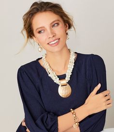 Southern Living Pearl Torsade Pendant Statement Necklace | Dillard's Metal Beaded Necklace With Pearl Chain, Chic Metal Necklace With Pearl Charm, Chic Metal Pearl Pendant Jewelry, Chic Metal Jewelry With Pearl Pendant, Elegant Beaded Necklaces, Southern Living, Southern Style, Dillard's, Accessories Jewelry