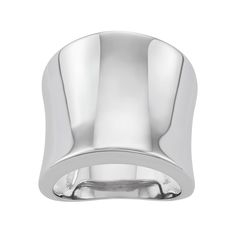 Featuring a sleek concave dome design, this high polished sterling silver statement ring has a modern look that complements any outfit.RING DETAILS Width: 18.80 mm Metal: sterling silver Plating: rhodium Finish: polished Packaging: boxed  Size: 6. Gender: female. Age Group: adult. Modern Dome Ring With Wide Band For Formal Occasions, Modern Polished Concave Signet Ring, Modern Sterling Silver Dome Ring With Thick Band, Elegant Silver Dome Ring With Wide Band, Modern Domed Signet Ring With Polished Finish, Elegant Silver Dome Ring, Modern Dome Ring With Shiny Finish, Modern Polished Domed Signet Ring, Modern Domed Polished Signet Ring