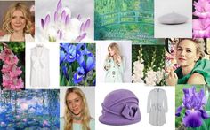 a collage of pictures with flowers and clothing