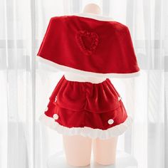 Vendor: mysite Type: Price: 89.99 Lolvely Sweet Bows Santa Coat Dress SS2290 Material: plush,polyester Color: red Products includes: Hairband+Cloak+Dress   Size: S M L Size Chart Size/cm Bust Waist Length S 82 68 61 M 86 72 63 L 90 76 65 Cloak Dress, Japanese Fashion Kawaii, Kawaii Hoodies, Cottagecore Dresses, Kawaii Wigs, Kawaii Shirts, Mori Girl Fashion, Cottagecore Outfits, Fairy Dresses