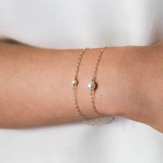 Freshwater Pearl Bracelet | Simple & Dainty On Date, Bracelet Simple, Freshwater Pearl Bracelet, Night Wear, Dainty Bracelets, Chardonnay, Rings Simple, Dainty Jewelry, Gold Filled Jewelry