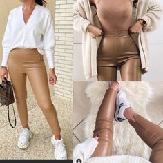 Zara Faux Leather High Rise Leggings Size S Color- Camel Brown Tan Sold Out Online Zip Fly With Snap Button Closure 100% Polyester Zip Ankle Tan Leather Leggings, Zara Jumpsuit, High Rise Leggings, Zara Pants, Leather Leggings, Snap Button, Tan Leather, Pant Jumpsuit, Camel