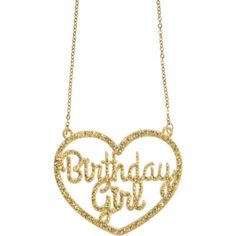 Accessorize the birthday girl with a blingy necklace! The gold link chain has a glitter gold heart-shaped pendant that reads Birthday Girl. Glitter Gold Birthday Girl Metal & Plastic Pendant Chain Necklace product details:  25in long Pendant 2.8in wide x 2.4in tall Lobster clasp closure Metal and plastic Gold Necklace For Valentine's Day Party, Valentine's Day Heart Pendant Necklace For Party, Mother's Day Party Heart Pendant Necklace, Glamorous Heart Pendant Jewelry For Party, Gold Heart Necklace For Mother's Day Party, Mother's Day Heart Pendant Necklace For Party, Heart Necklace For Mother's Day Party, Heart-shaped Necklace For Mother's Day Party, Mother's Day Heart Necklace For Party