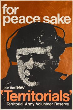 an orange and black poster with the words for peace sake