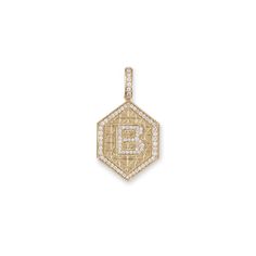 Details 14k gold pave diamond initial geometric hexagon charm with large pave bail Available in 14k yellow, rose and white gold Handmade in USA Charm is approximately 1.50" Chain sold separately Luxury Hexagon Jewelry With Diamond Accents, Luxury Hexagonal Jewelry With Diamond Accents, Hexagon Diamond Jewelry In Rose Gold, Hexagon Shaped Rose Gold Diamond Jewelry, Rose Gold Hexagon Diamond Jewelry, Hexagon Gold Jewelry With Diamond Accents, Gold Hexagonal Jewelry With Diamond Accents, Gold Hexagon Jewelry With Diamond Accents, Luxury Gold Hexagon Jewelry