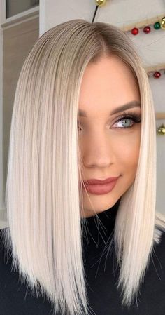 Platinum Blonde Lob, Shoulder Length Haircut, Medium Length Blonde Hair, Medium Length Blonde, Medium Blonde Hair, Blonde Lob, Blonde Haircuts, Medium Length Haircut, Medium Curly Hair Styles