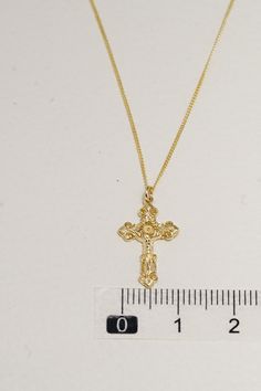 Embrace your faith in style with our 14K Solid Gold Gothic Crucifix Necklace. A perfect blend of spirituality and Gothic elegance. Shop now for a piece that speaks to your soul and elevates your style! Elegant Crucifix Necklaces With Adjustable Chain, Elegant Crucifix Necklace With Adjustable Chain, Minimalist Crucifix Necklace With Adjustable Chain, Minimalist Crucifix Jewelry With Adjustable Chain, Gift Crucifix Necklace With Clavicle Chain, Sterling Silver Crucifix Necklace With Box Chain, Symbolic Yellow Gold Cross Necklace, Crucifix Necklace With Adjustable Chain For Gift, Spiritual Cross Pendant Necklace With Delicate Chain