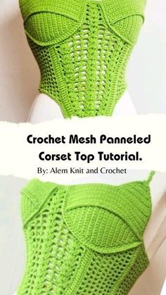 crochet mesh panneled corset top pattern by alem knit and crochet