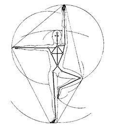 a drawing of a person standing in the middle of a circle