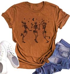 Halloween Tee Shirts For Women, Halloween Tees Women, Halloween Cricut Shirts, Halloween T Shirts Women, Halloween T Shirt Ideas, Blessed Shirts, Halloween Shirt Designs, Skeleton Shirts, Fall Skeleton