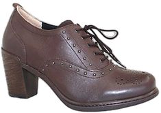 Chic Lace-up Leather Oxfords, Elegant High Heel Lace-up Shoes With Brogue Detailing, Fall Leather Lace-up Shoes With Reinforced Heel, Leather Lace-up Shoes With Reinforced Heel For Fall, Fall Lace-up Leather Work Shoes, Brown Lace-up Shoes With Perforated Toe For Work, Brown Lace-up Shoes With Perforated Toe Box For Work, Fall Workwear Lace-up Leather Shoes, Fall Leather Lace-up Shoes For Workwear