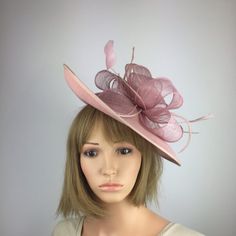 Blush Pink Fascinator Hat Dusty Pink Fascinator Blush Pink Hatinator Wedding Mother of the Bride Hat Groom Ladies Day Ascot Races Occasion - Pretty Elegant 1 Sinamay Hats, Hat Wedding