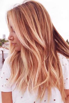 Jahodová Blond, Gold Hair Colors, Hair Color Rose Gold, Latest Hair Color, Color Balayage, Hot Hair Colors