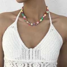 Length: 42-48cm/ 16.5-18.9 in Fruit Necklace, Colorful Fruit, Y2k Streetwear, Seed Bead Necklace, Boho Stil, Colorful Heart, Zip Jacket, Grunge Outfits, Charm Necklace