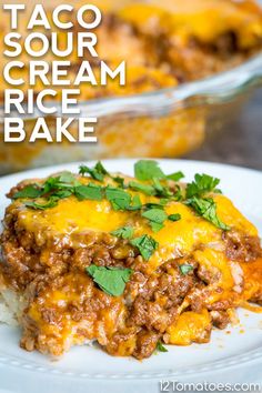 taco sour cream rice bake on a plate