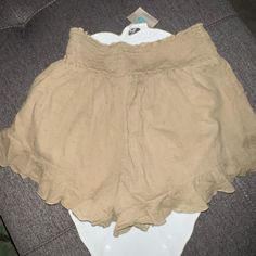 Forever 21, Size M, Linen, Ruffle Shorts. Excellent Condition Never Worn. No Tags. Tan In Color. Match These With A White Baby Tee Or Tank. Cute And Comfy. Forever 21 Relaxed Fit Cotton Bottoms, Trendy Beige Shorts For Beach Season, Forever 21 Beach Shorts With Built-in Shorts, Forever 21 Beige Summer Bottoms, Forever 21 Beach Shorts For Summer, Forever 21 Shorts For Summer Beach, Forever 21 Shorts For Beach In Summer, Forever 21 Casual Bottoms With Elastic Waistband, Forever 21 Beach Shorts