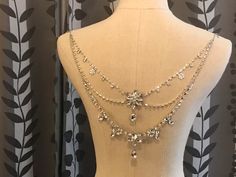 Long Diamond Necklace, Slinky Black Dress, Dress Overlay, Backdrop Necklace, Wedding Gown Inspiration, Shoulder Necklace, Backdrops Necklace, Wedding Necklaces, Gown Inspiration