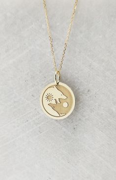 9K Real Solid Gold Necklace, Hallmarked on the back of your pendant for certification! ▪️ A beautiful and clean engraved Yin Yang Wolves pendant made out of 9K Solid Real Gold. Available only in yellow gold! Pendant Thickness: 0.50mm Jump Ring inner diameter: 4mm Dimensions: - 13mm / 0.52 inches - 15mm / 0.59 inches - 18mm / 0.70 inches - 20mm / 0.78 inches - 22mm / 0.86 inches - 24mm / 0.94 inches Necklace Length - You can choose your chain length from 35CM to 50CM. The pendant is available alo Yin Yang Jewelry, Howling Wolves, Yin Yang Necklace, Wolves Pendants, Wolf Necklace, Wolf Jewelry, Solid Gold Necklace, Necklace Personalized, Coin Necklace