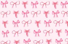 pink bows are arranged in rows on a light pink background for wallpaper or fabric