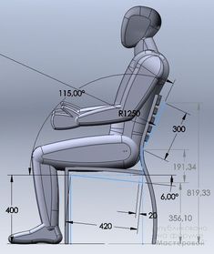 an image of a person sitting in a chair with technical drawings on the wall behind them