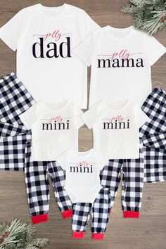 "Jolly Mini, Mama, Dad" Plaid Family Pajamas Family Holiday Pictures, Family Christmas Outfits, Christmas Pjs Family, Matching Family Christmas Pajamas, Family Pajama Sets, Matching Christmas Pajamas, Matching Sets Outfit, Christmas Pjs, Matching Family Pajamas